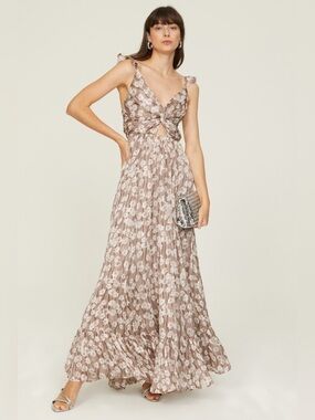 Sabina Musayev Silvia Gown Taupe floral size small